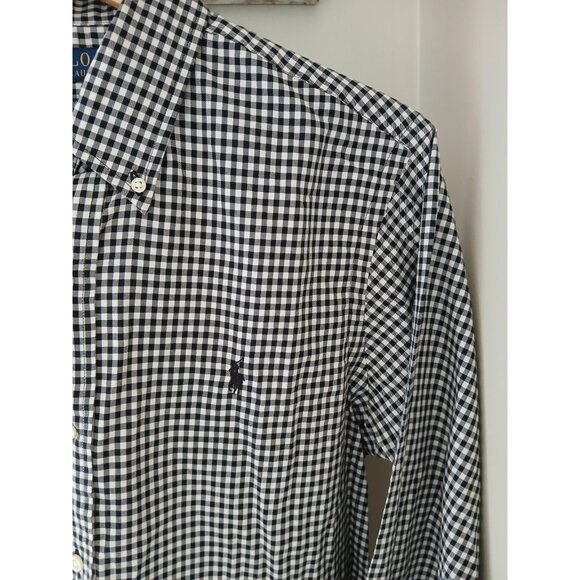 Polo Ralph Lauren Classic Fit Button Down Shirt Size Medium Black Gingham Work - Picture 3 of 9
